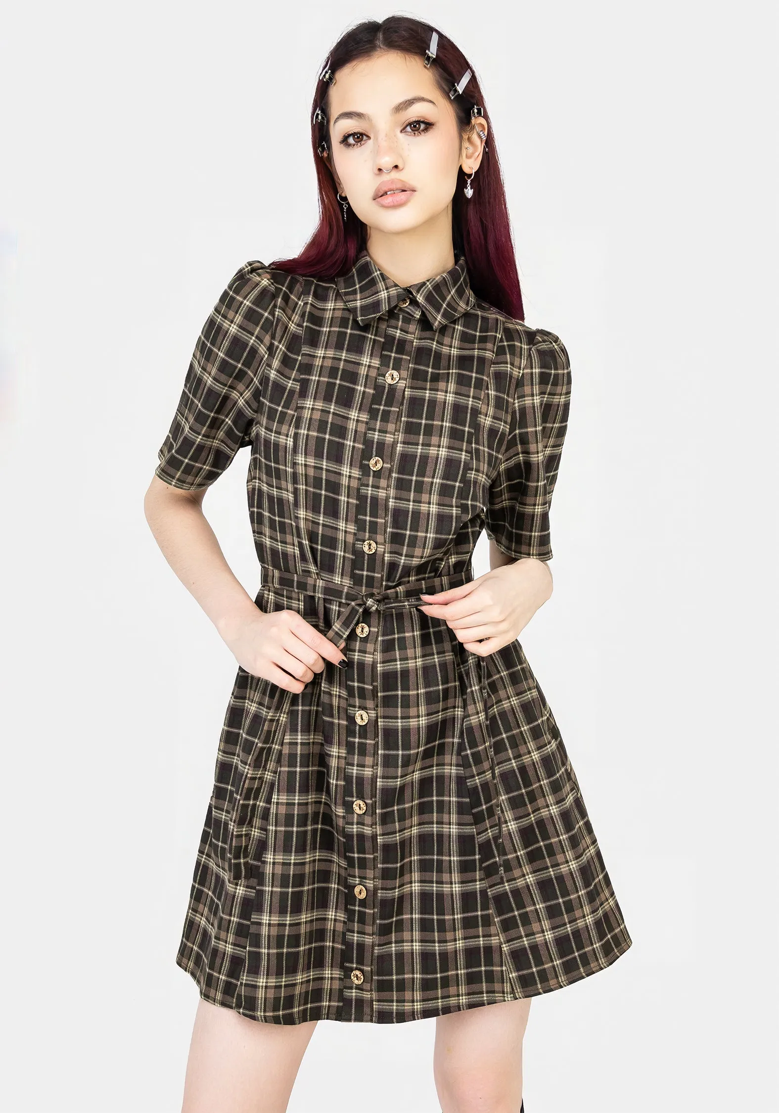 Beatrice Check Mini Shirt Dress