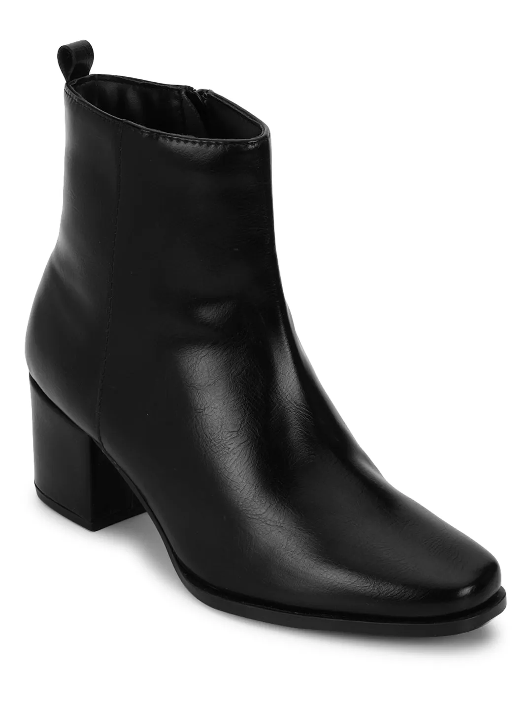 Black PU High-End-Fashion Stylish Ankle Boots (TC-TROS-BO-03-BLK)