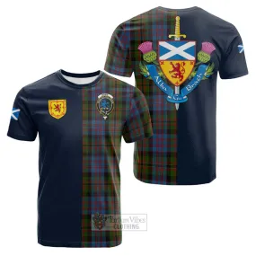 Bowie Tartan Cotton T-shirt Alba with Scottish Lion Royal Arm Half Style