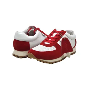 British Walkers Surrey Men's Red and Beige Leather and Suede Sneakers