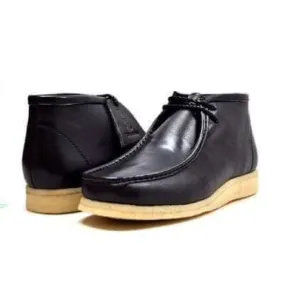 British Walkers Wallabee Boots Men's Black Leather High Top