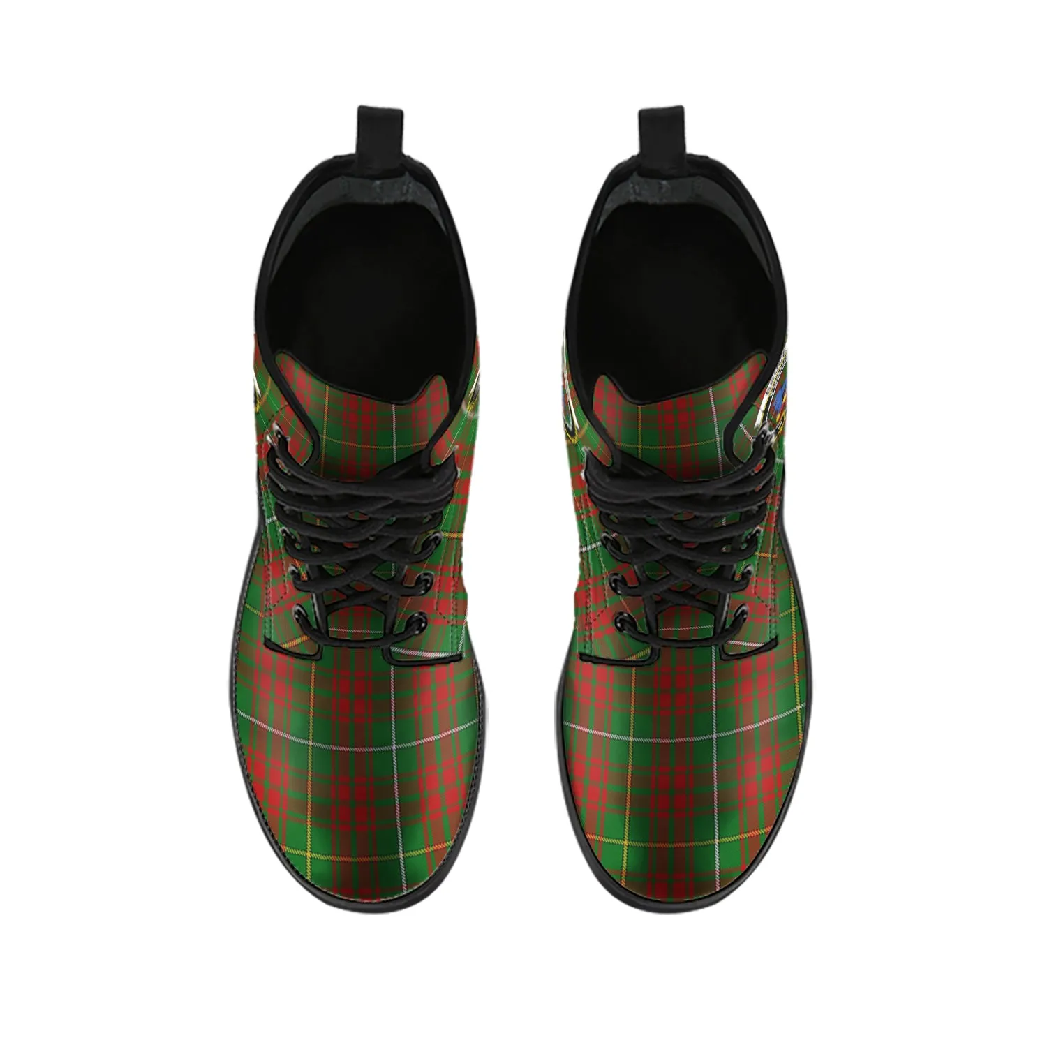 Bruce Hunting Tartan Leather Boots with Family Crest