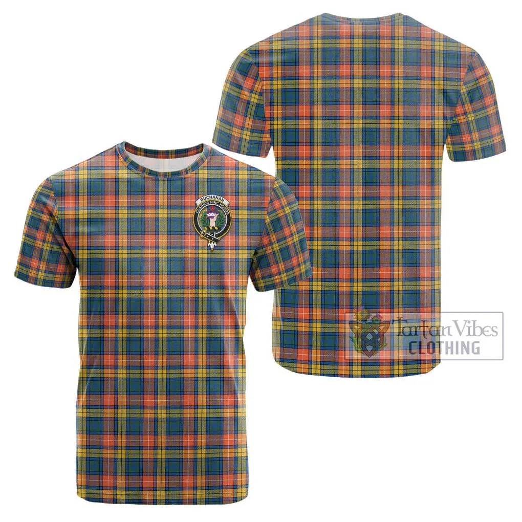 Buchanan Ancient Tartan Cotton T-Shirt with Family Crest