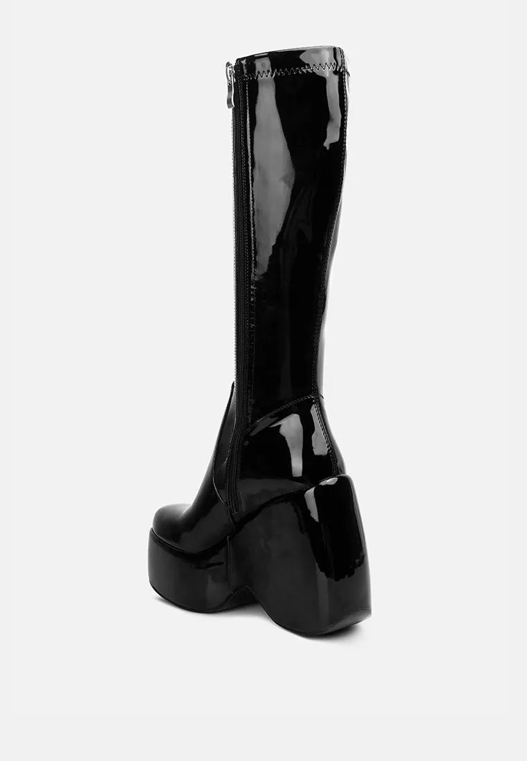 Dirty Dance Patent High Platfrom Calf Boots