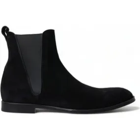 Dolce & Gabbana Elegant Black Velvet Mid-Calf Boots