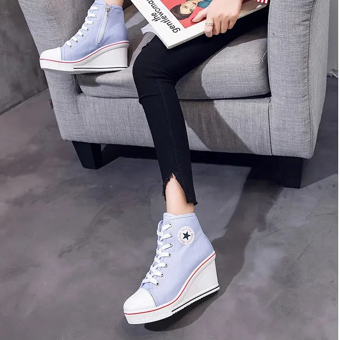 Funki Buys | Boots | Women's Platform Canvas Wedge Sneaker