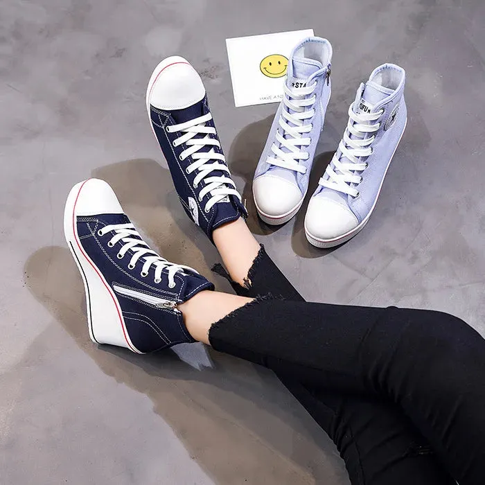 Funki Buys | Boots | Women's Platform Canvas Wedge Sneaker