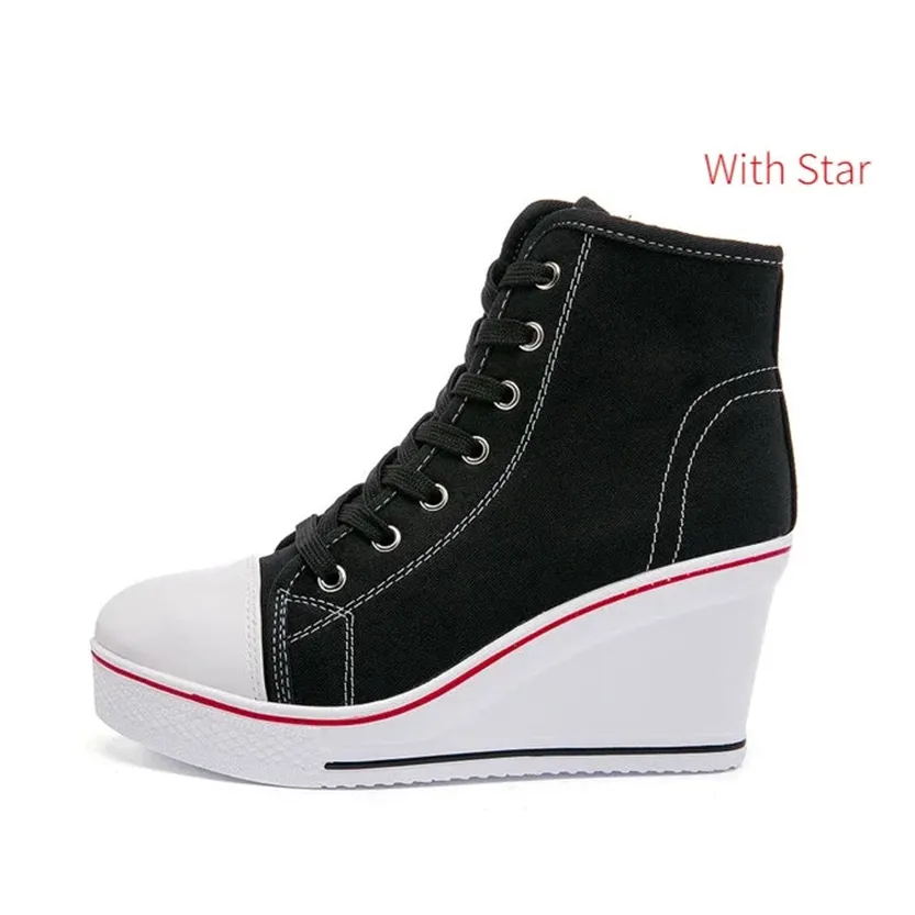 Funki Buys | Boots | Women's Platform Canvas Wedge Sneaker