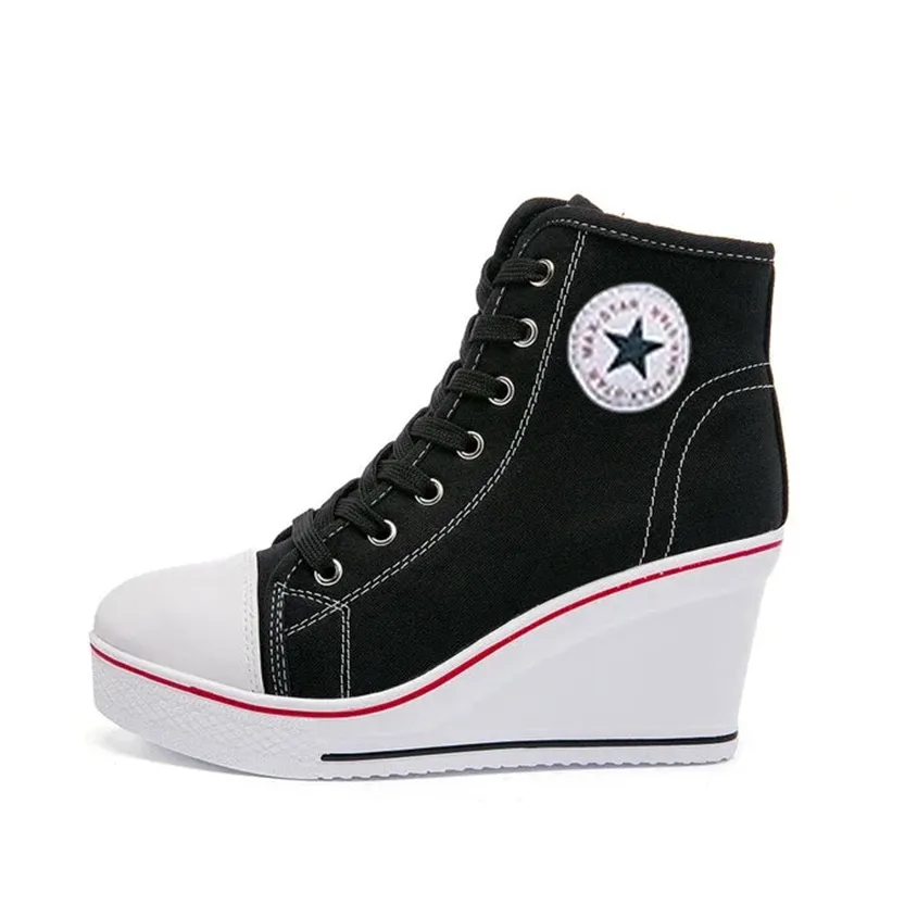 Funki Buys | Boots | Women's Platform Canvas Wedge Sneaker