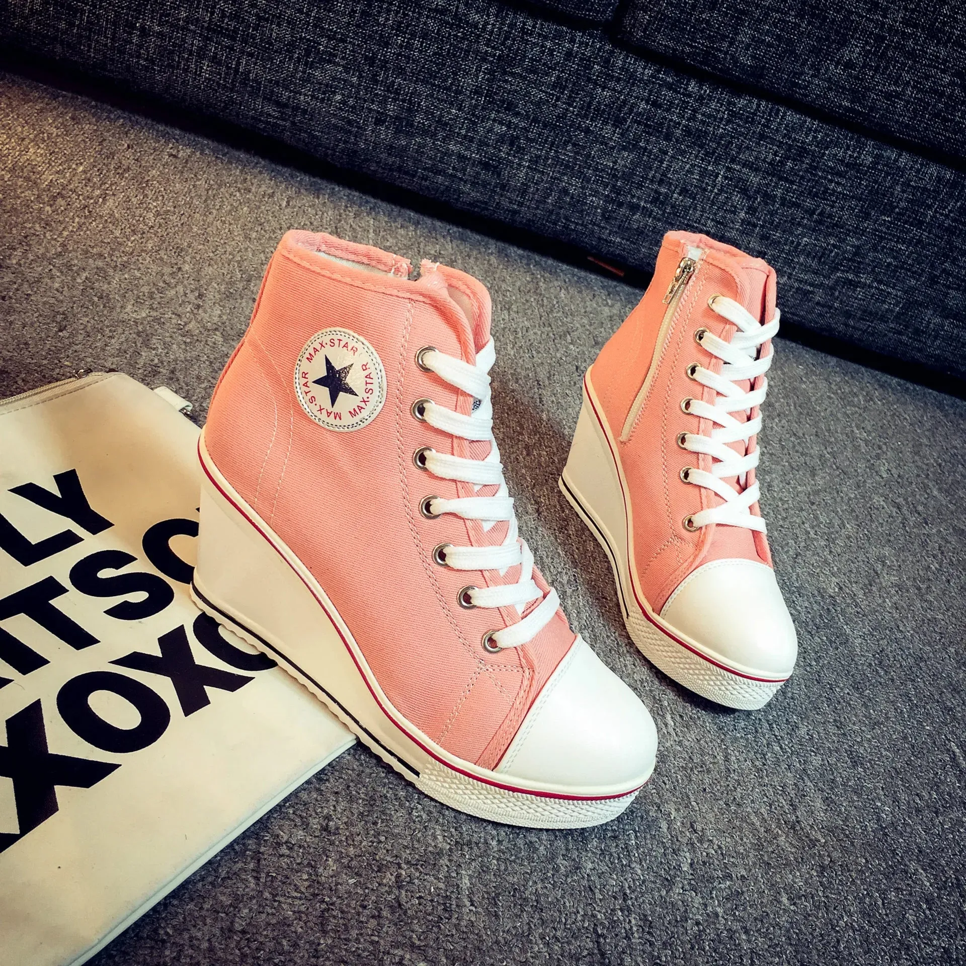 Funki Buys | Boots | Women's Platform Canvas Wedge Sneaker