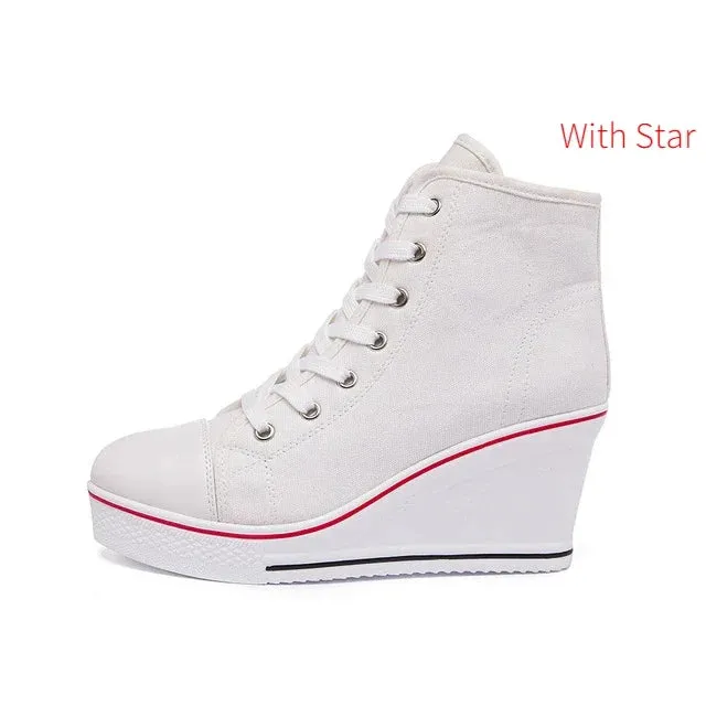 Funki Buys | Boots | Women's Platform Canvas Wedge Sneaker