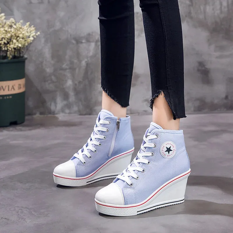 Funki Buys | Boots | Women's Platform Canvas Wedge Sneaker