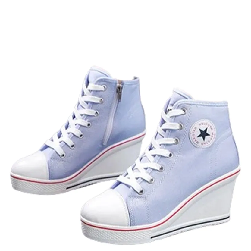 Funki Buys | Boots | Women's Platform Canvas Wedge Sneaker