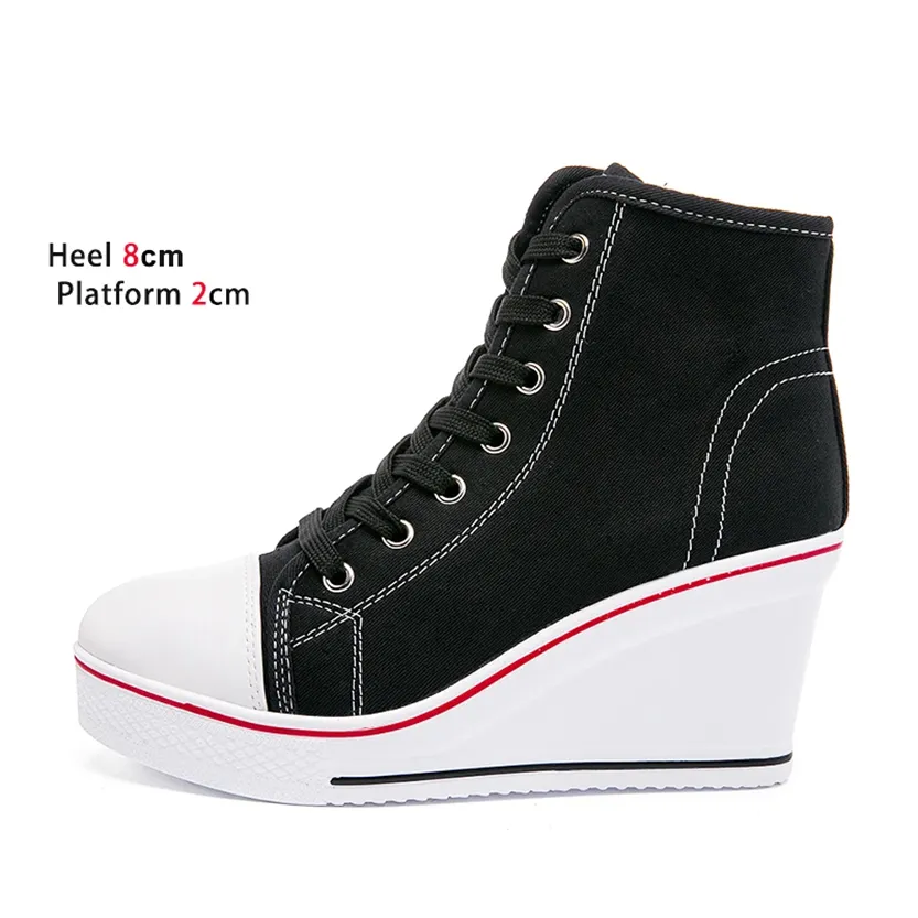 Funki Buys | Boots | Women's Platform Canvas Wedge Sneaker