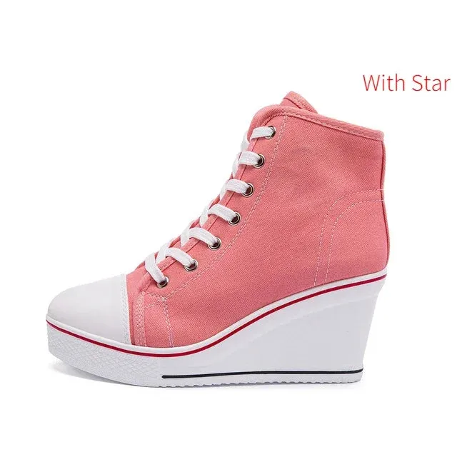 Funki Buys | Boots | Women's Platform Canvas Wedge Sneaker