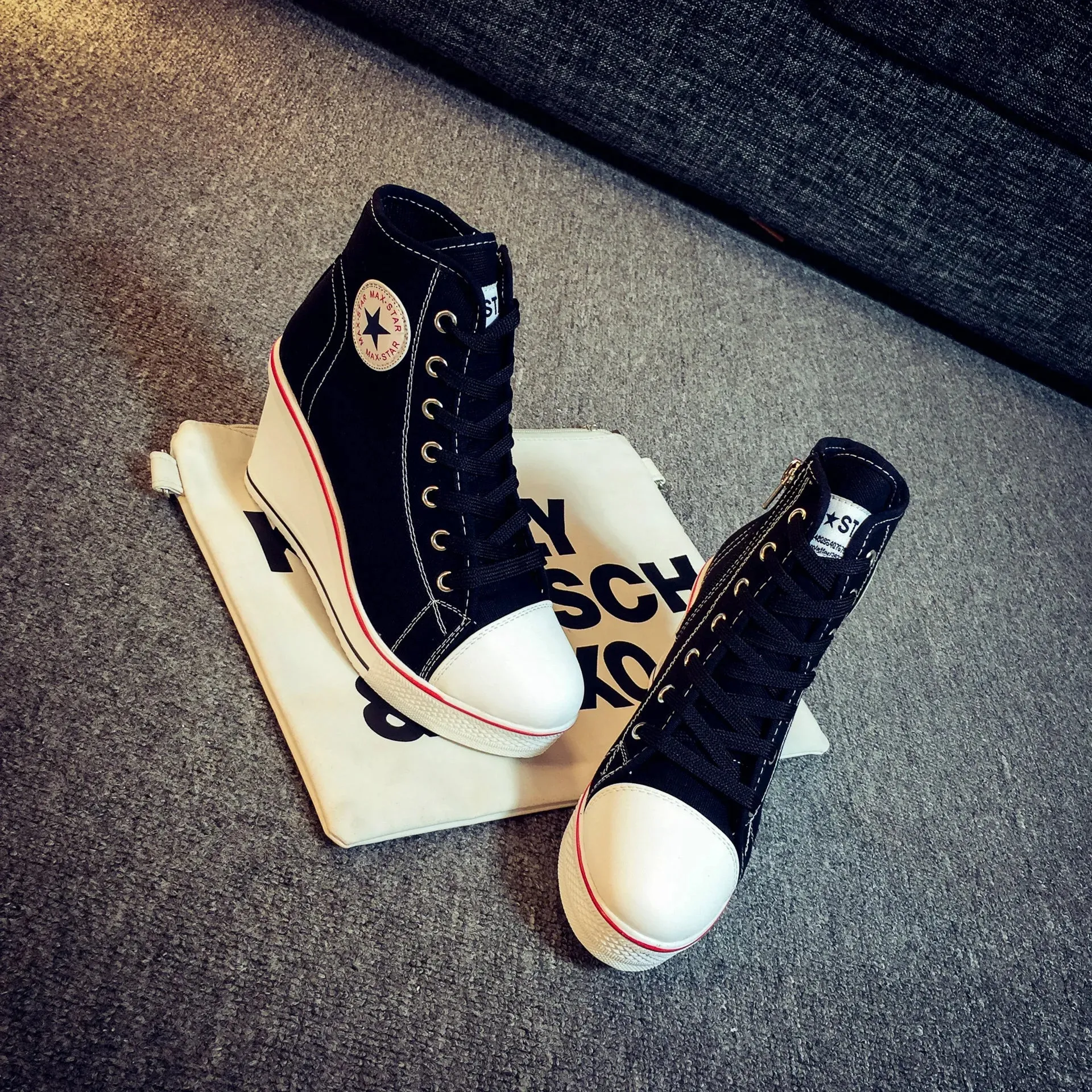 Funki Buys | Boots | Women's Platform Canvas Wedge Sneaker