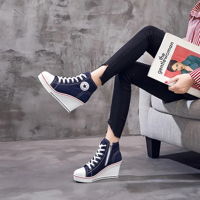 Funki Buys | Boots | Women's Platform Canvas Wedge Sneaker