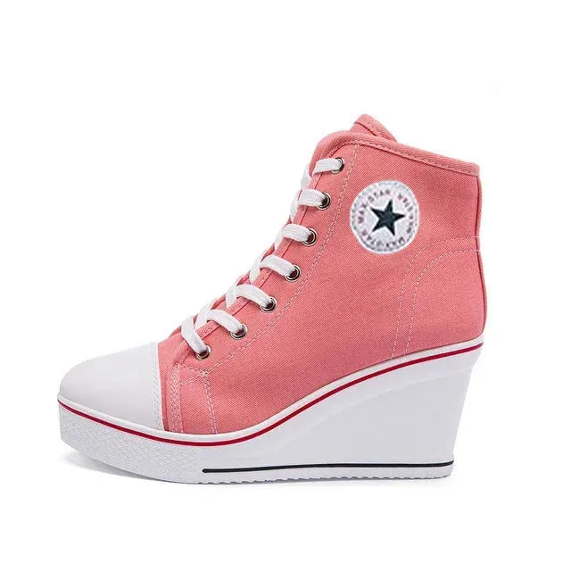 Funki Buys | Boots | Women's Platform Canvas Wedge Sneaker