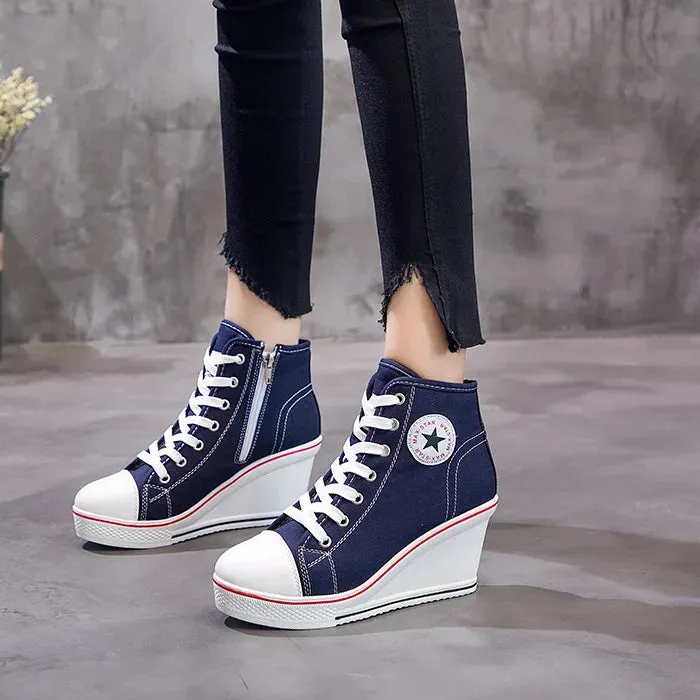 Funki Buys | Boots | Women's Platform Canvas Wedge Sneaker