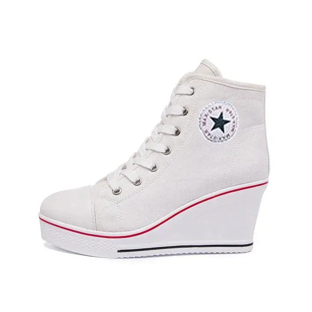 Funki Buys | Boots | Women's Platform Canvas Wedge Sneaker