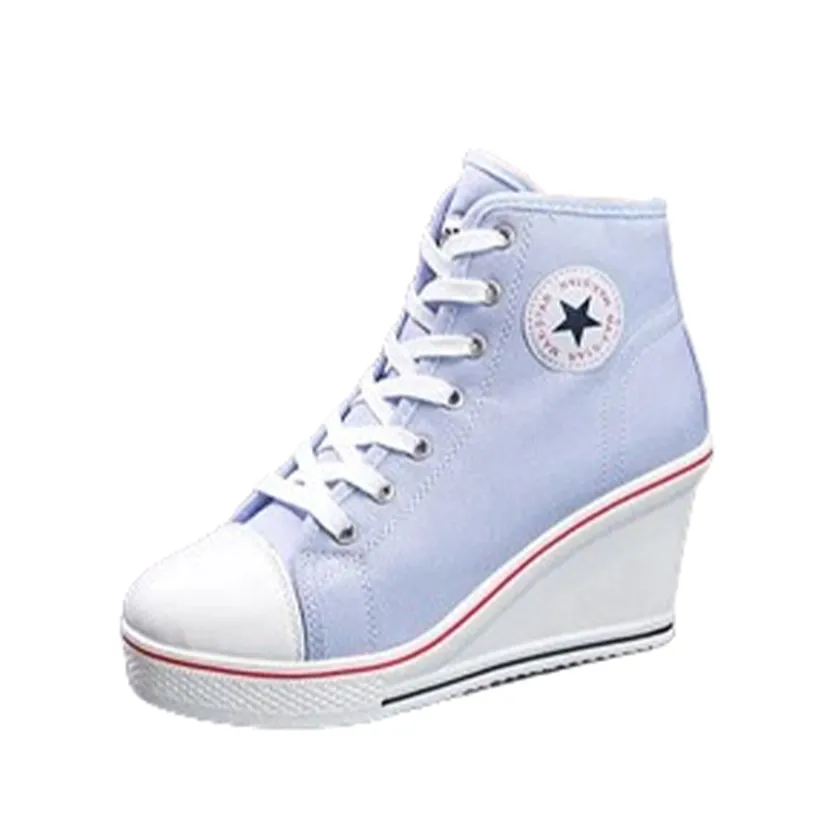 Funki Buys | Boots | Women's Platform Canvas Wedge Sneaker