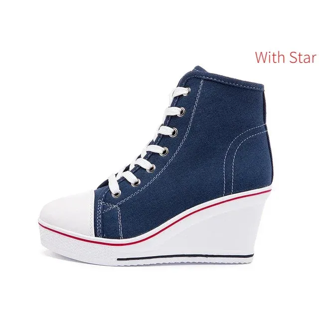 Funki Buys | Boots | Women's Platform Canvas Wedge Sneaker