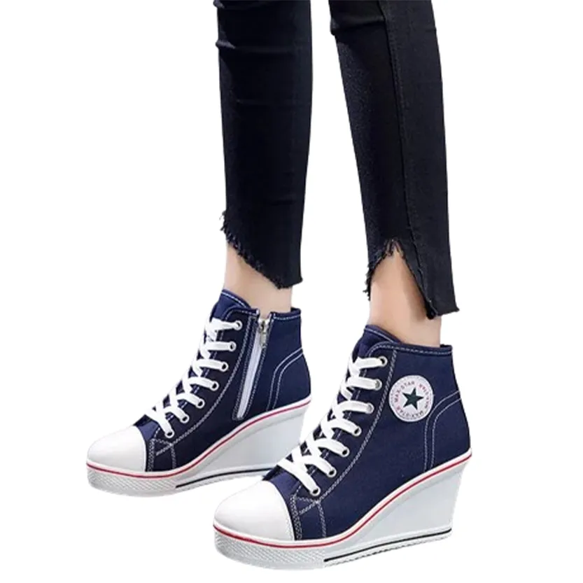 Funki Buys | Boots | Women's Platform Canvas Wedge Sneaker