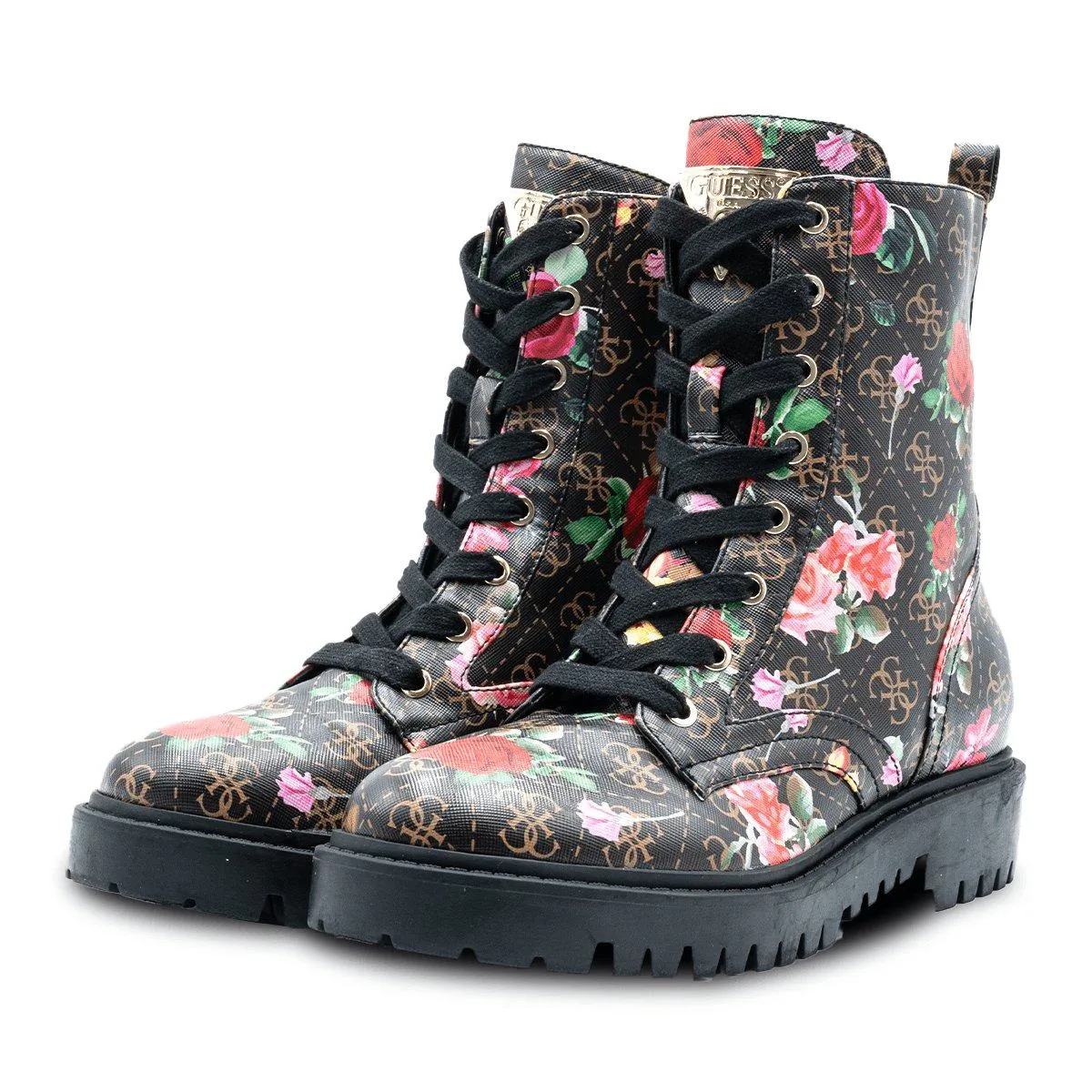 Guess Olinia Combat Ankle Boots Leather Multicolour Colour For Women