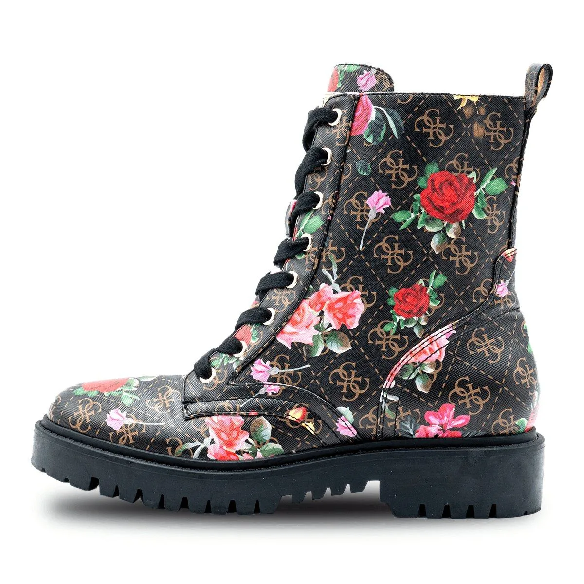 Guess Olinia Combat Ankle Boots Leather Multicolour Colour For Women