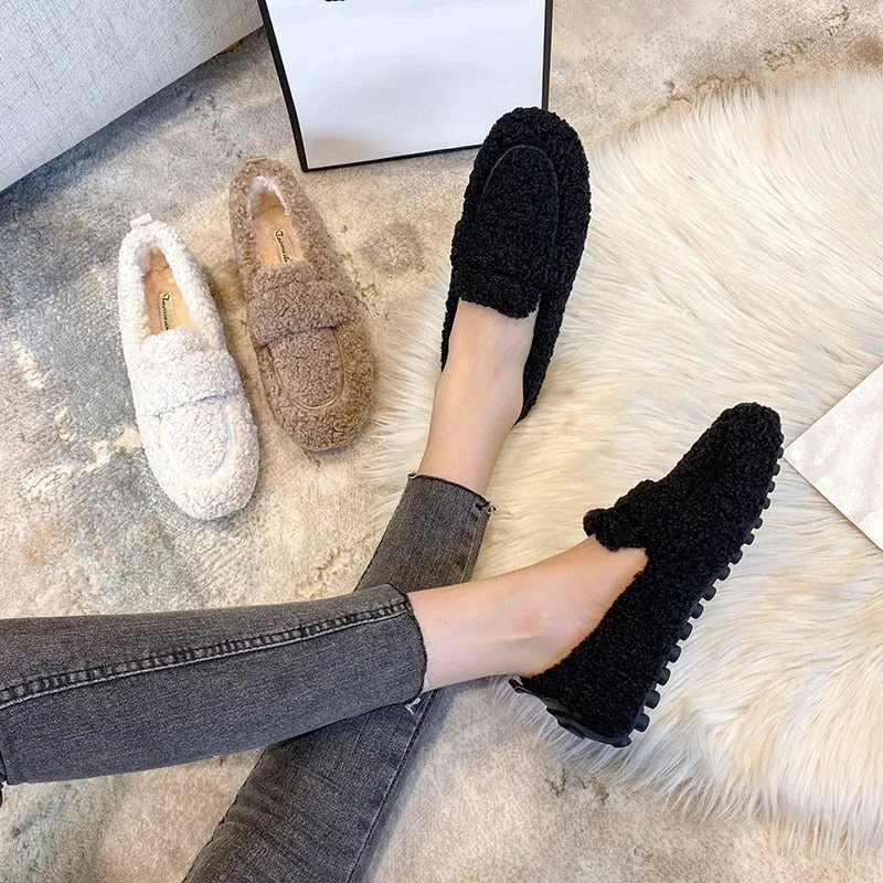 Leisure Winter Plush Slip-on Outdoor Loafer Shoes