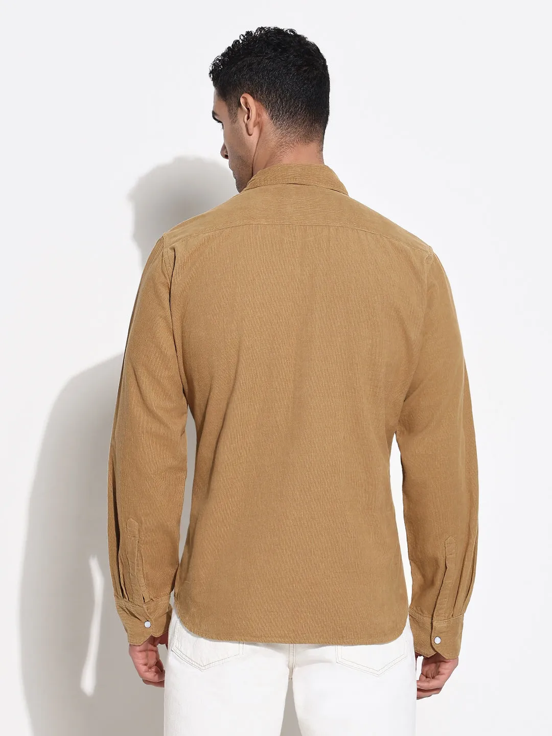 Men Khaki Solid Shirt