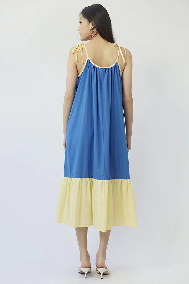 Rosabel Dress in Blue & Yellow