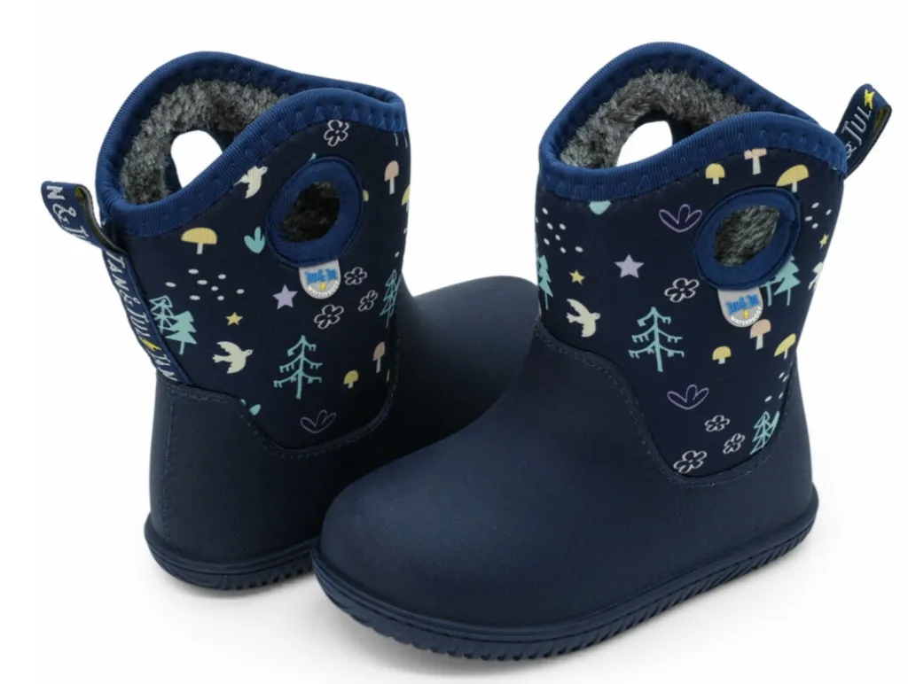 Size 12: Jan & Jul NAVY FOREST Birch Toasty-Dry Lite Winter Rain Boots NEW