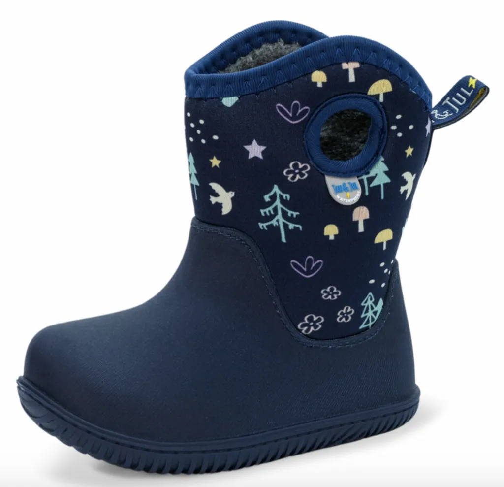 Size 12: Jan & Jul NAVY FOREST Birch Toasty-Dry Lite Winter Rain Boots NEW