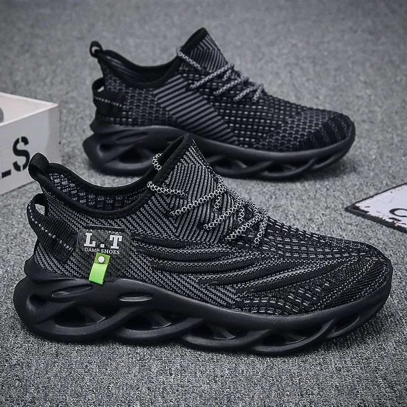 Viral TikTok Men's Sports Running Lace-Up Trainers 2024 Trendy Casual Twist Sole Ultra-light Textured Sneakers Comfortable Shoes | 2206