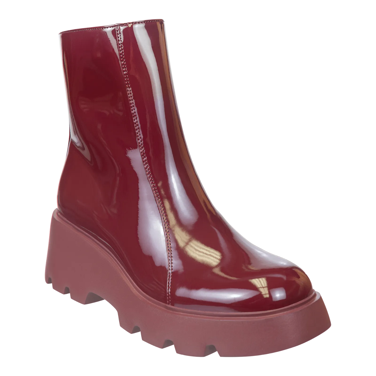 XENUS in DEEP RED Platform Ankle Boots